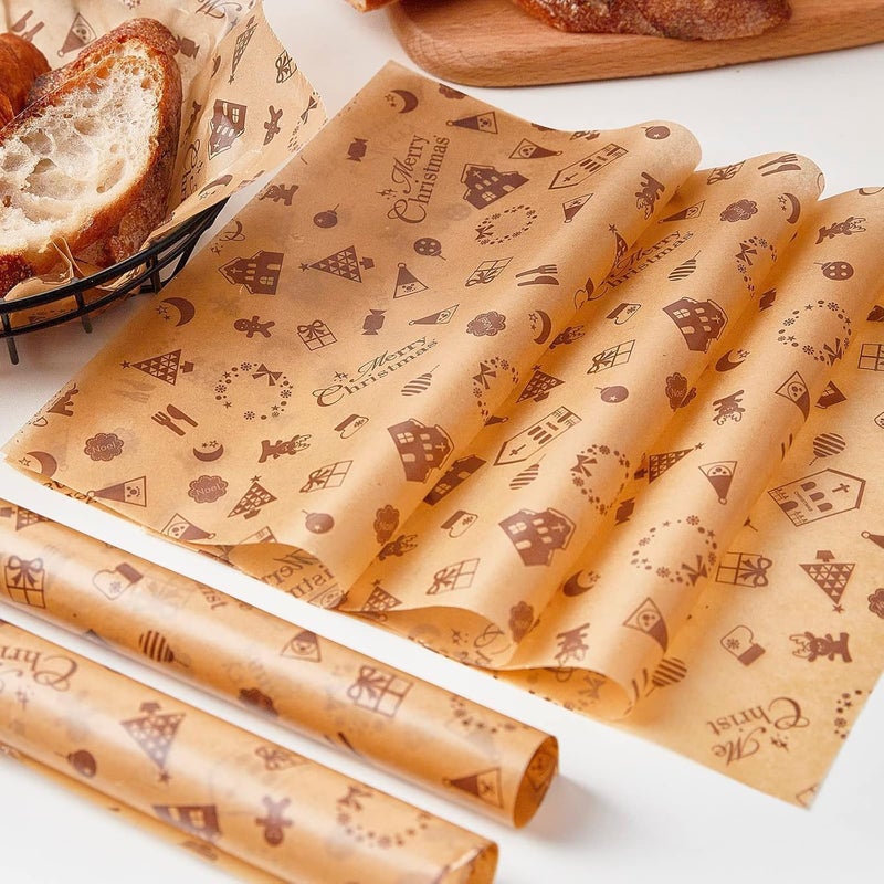 Ocmoiy 100 Sheets Christmas Wax Paper 8.6" x 9.8" Sandwich Wrapping Paper, Colored Decorative Deli Parchment Food Basket Liners for Wrapping Holiday Treats, Candy, Cookies (Coffee Xmas) - Image 5